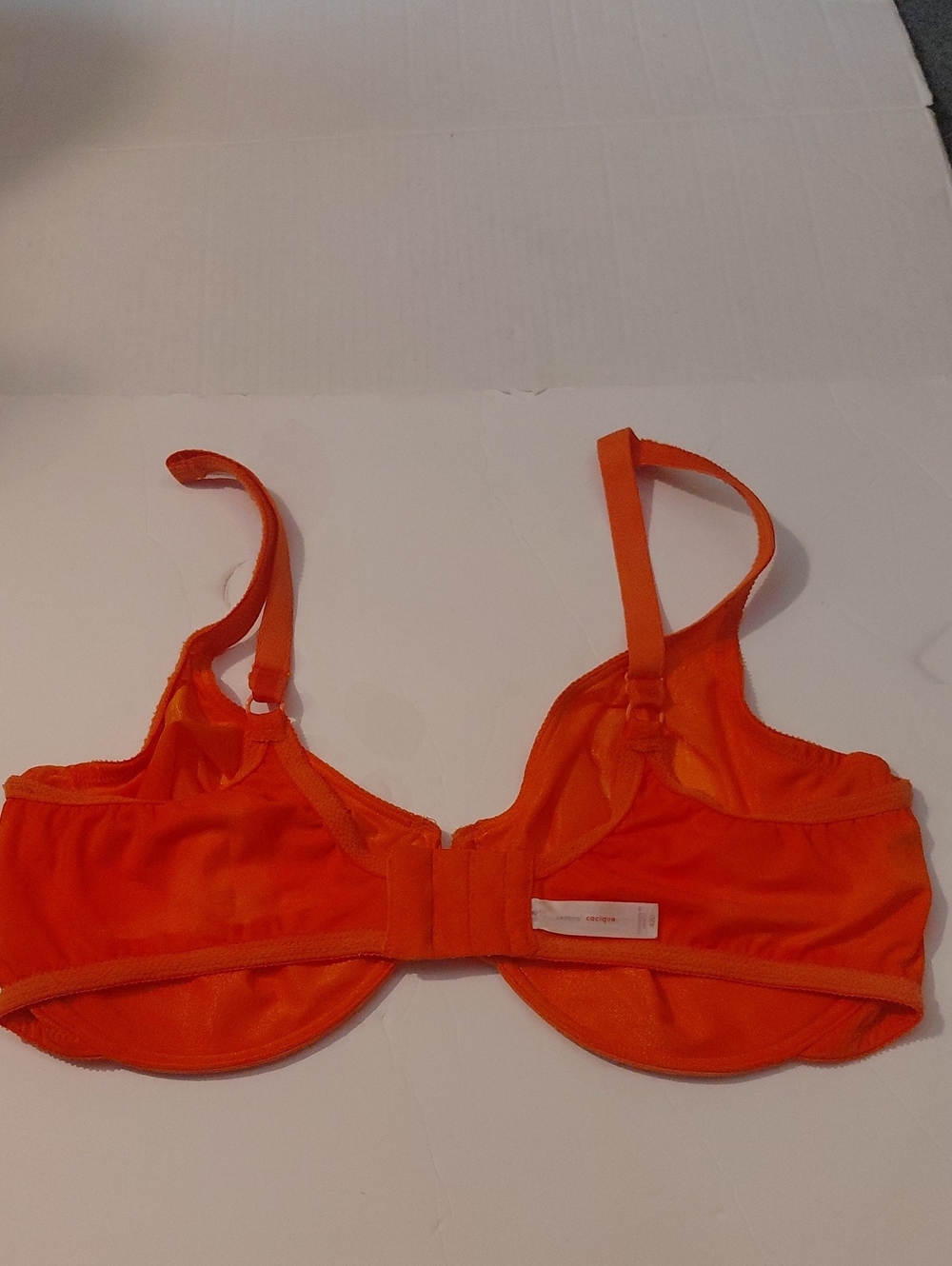 Cacique Womens Sexy Sensual Bright Orange Sheer Underwire Support Bra Size 42D